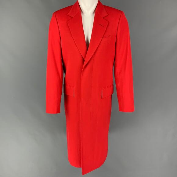 PAUL SMITH Size S Red Wool Polyamide Hidden Placket Coat - Picture 1 of 1